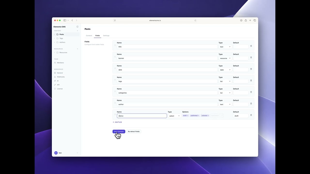 Elements CMS Frontmatter